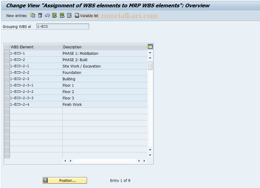 SAP TCode GRM4 - Change Grouping Element Assignments