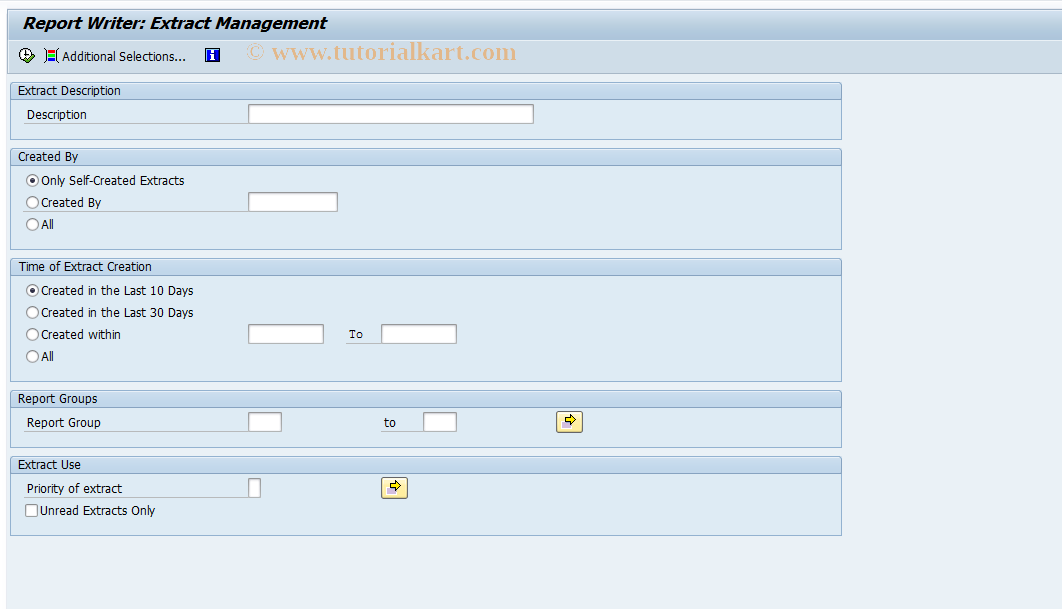 SAP TCode GRP5 - Report Writer: Delete Extracts