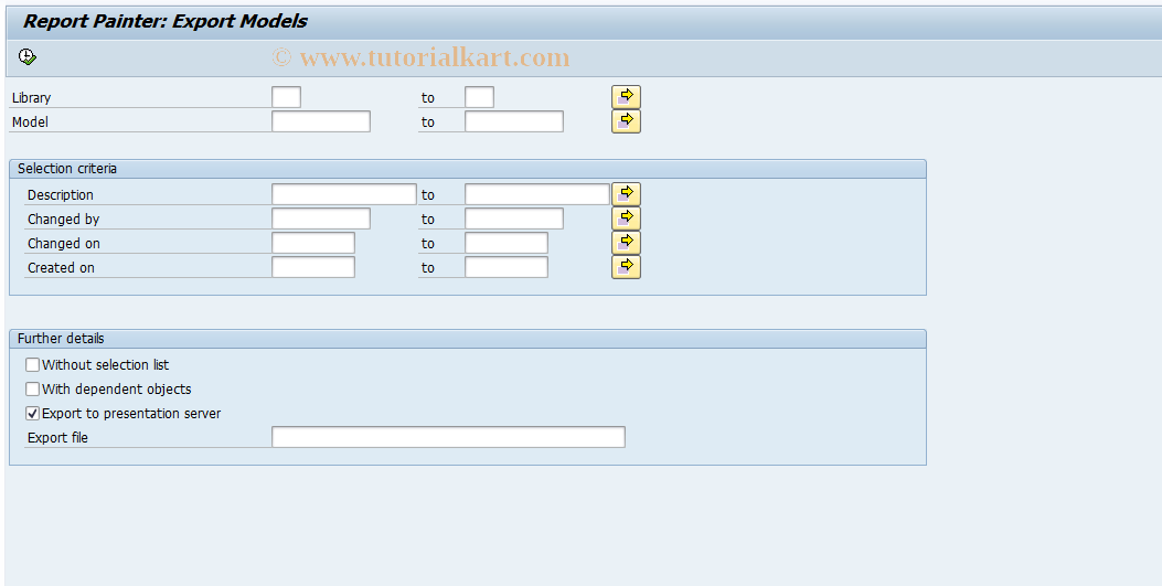 SAP TCode GRR7 - Export models