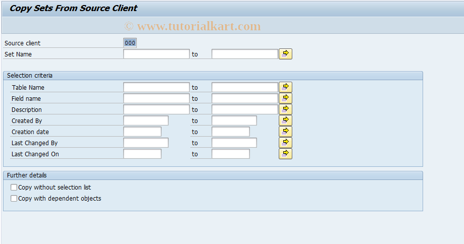 SAP TCode GS09 - Copy sets from client
