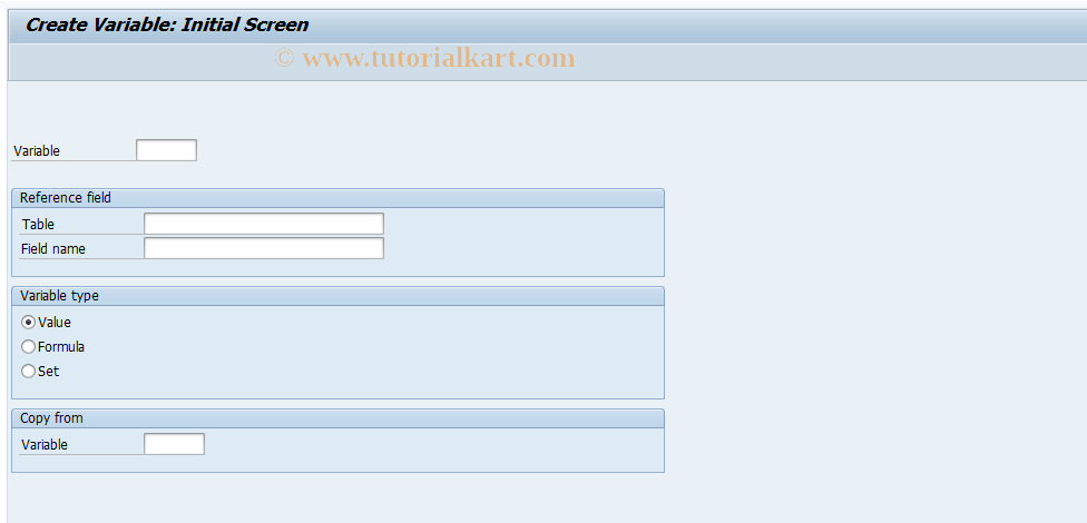 SAP TCode GS11 - Create Variable