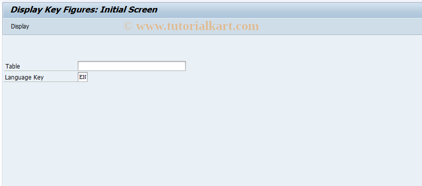 SAP TCode GS33 - Display Key Figures