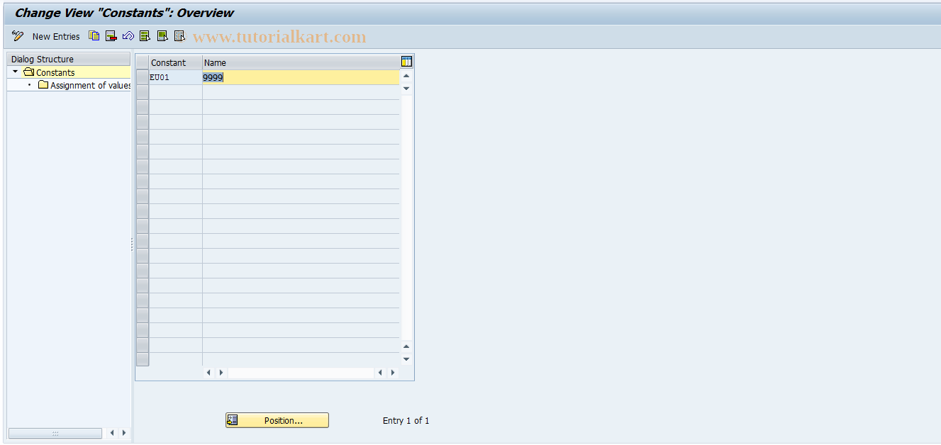 SAP TCode GSP_CD - Maintain constants