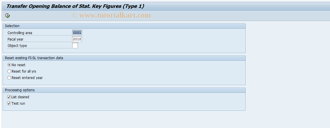 SAP TCode GSTA - Subsequent Pstng of  Statistical Key Figures