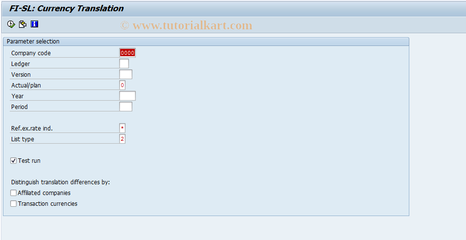 SAP TCode GWUL - FI-SL: Local Currency Translation