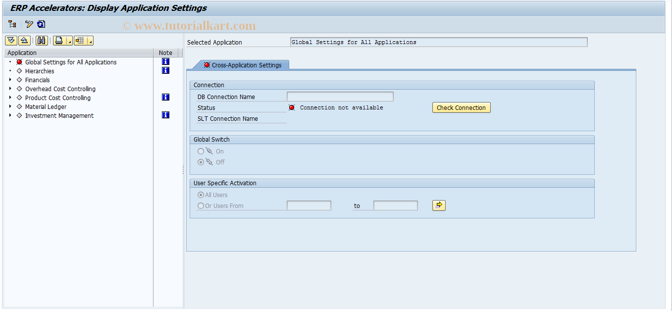 SAP TCode HDBC - ERP Accelerators: Settings