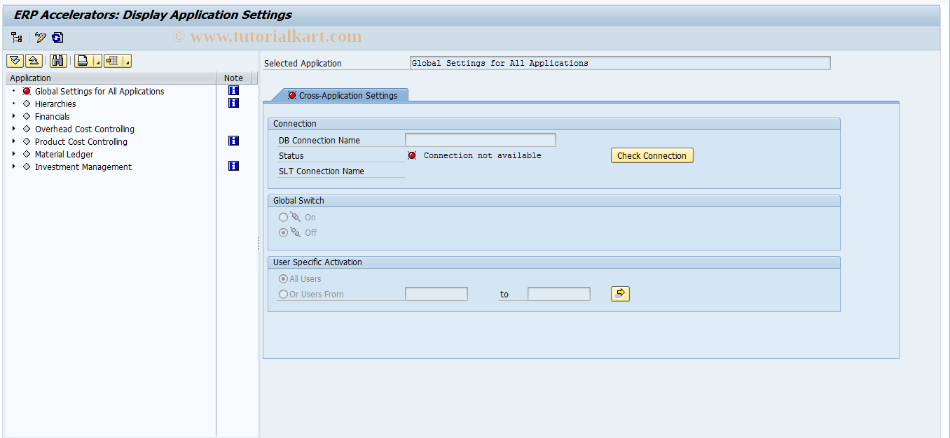 SAP TCode HDBS - ERP Accelerators: Settings