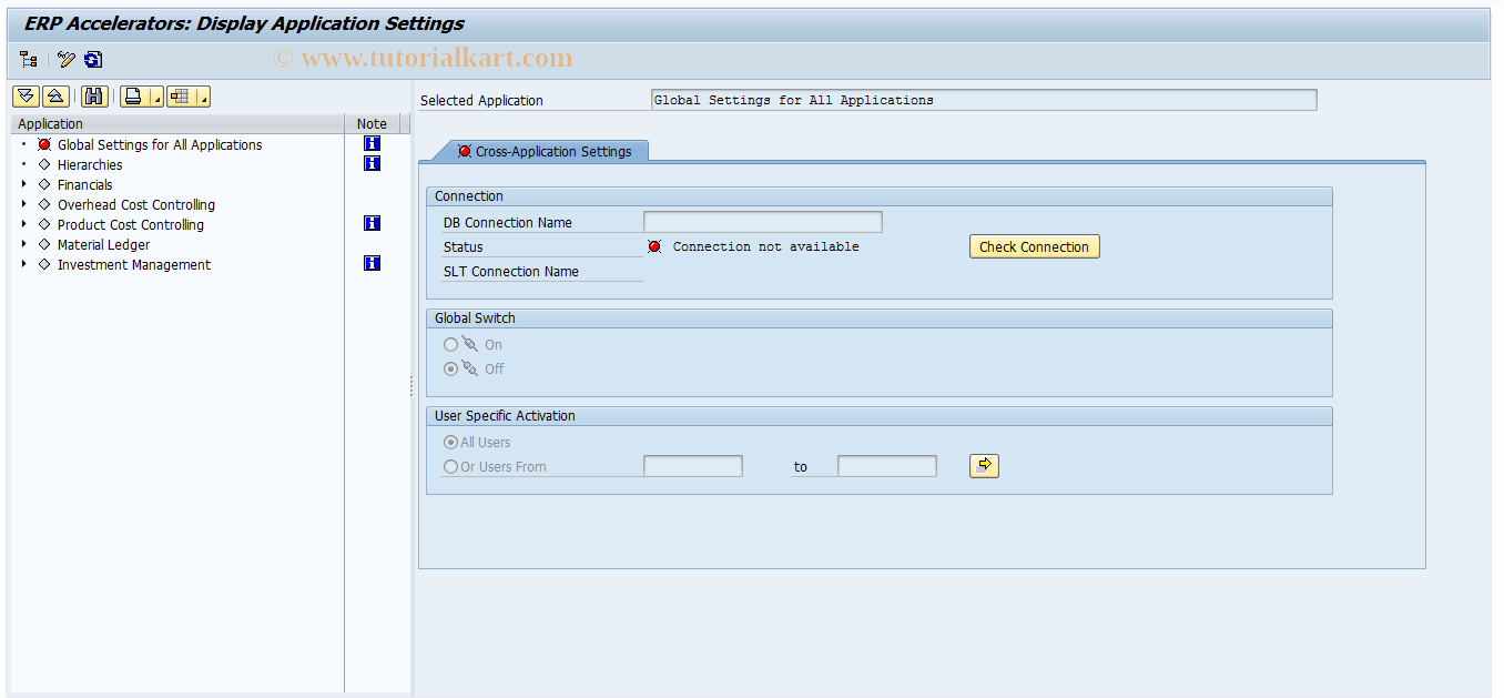 SAP TCode HDBS_ERROR - ERP Accelerators: Settings