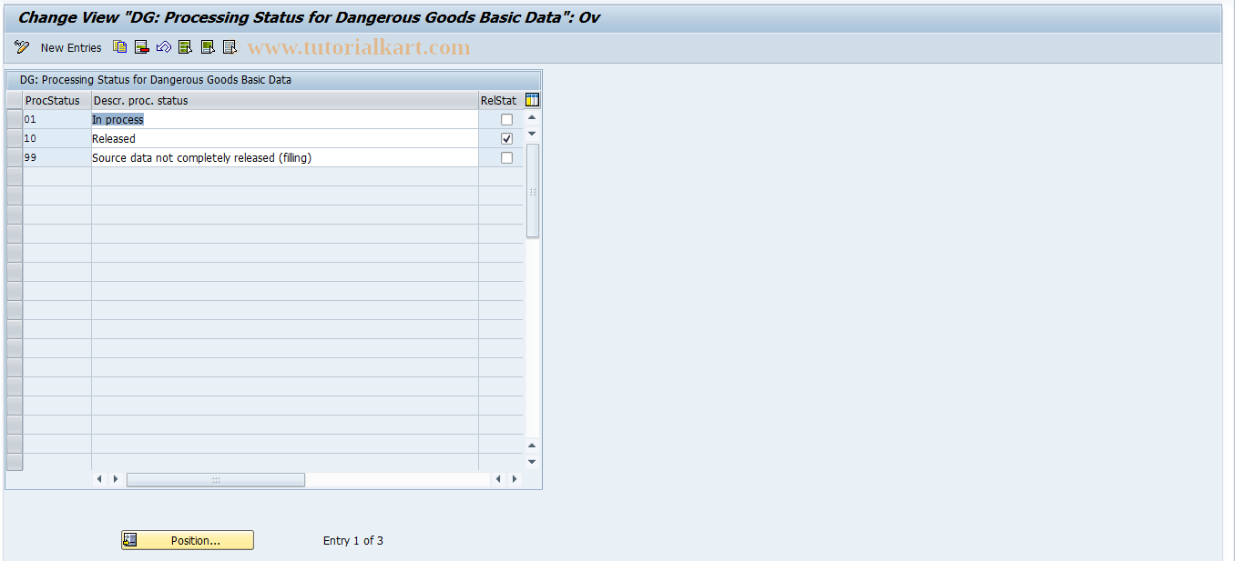 SAP TCode HMCG - ng Status