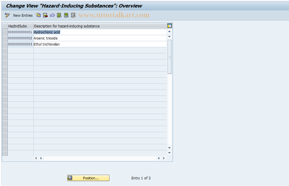 SAP TCode HMXD - DG: Hazard-Inducing Substances