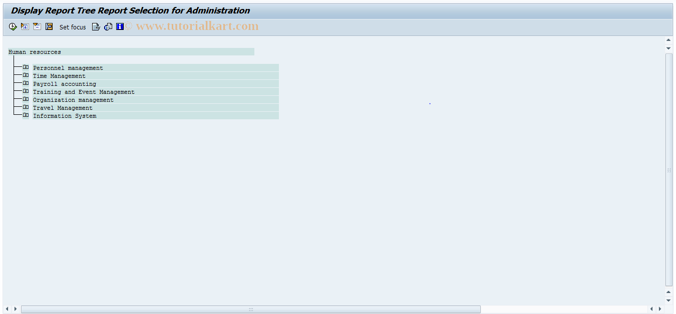 SAP TCode HR00 - HR Report Selection