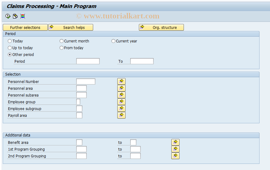 SAP TCode HRCLM0001 - Claims processing data entry