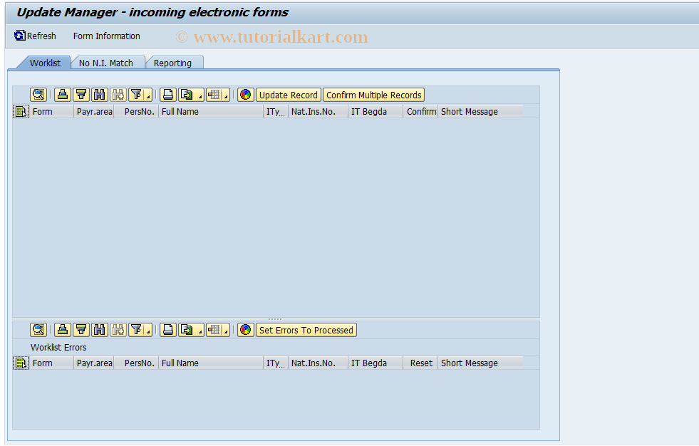 SAP TCode HREFI_UPDATE - E-filing Update Infotypes