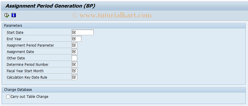 SAP TCode HRPADJP_BP_ASNPRD - Assignment period generation for BP