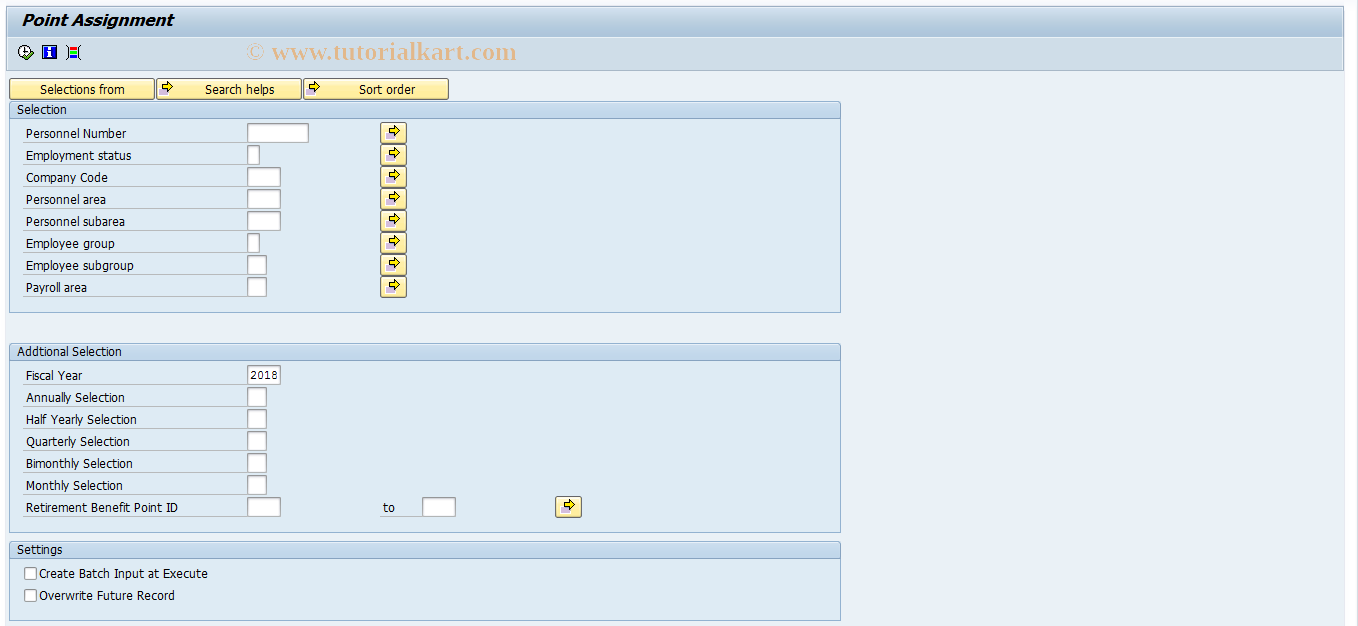 SAP TCode HRPADJP_BP_PNTASN - Tool: Retire. benefit Point Assign.