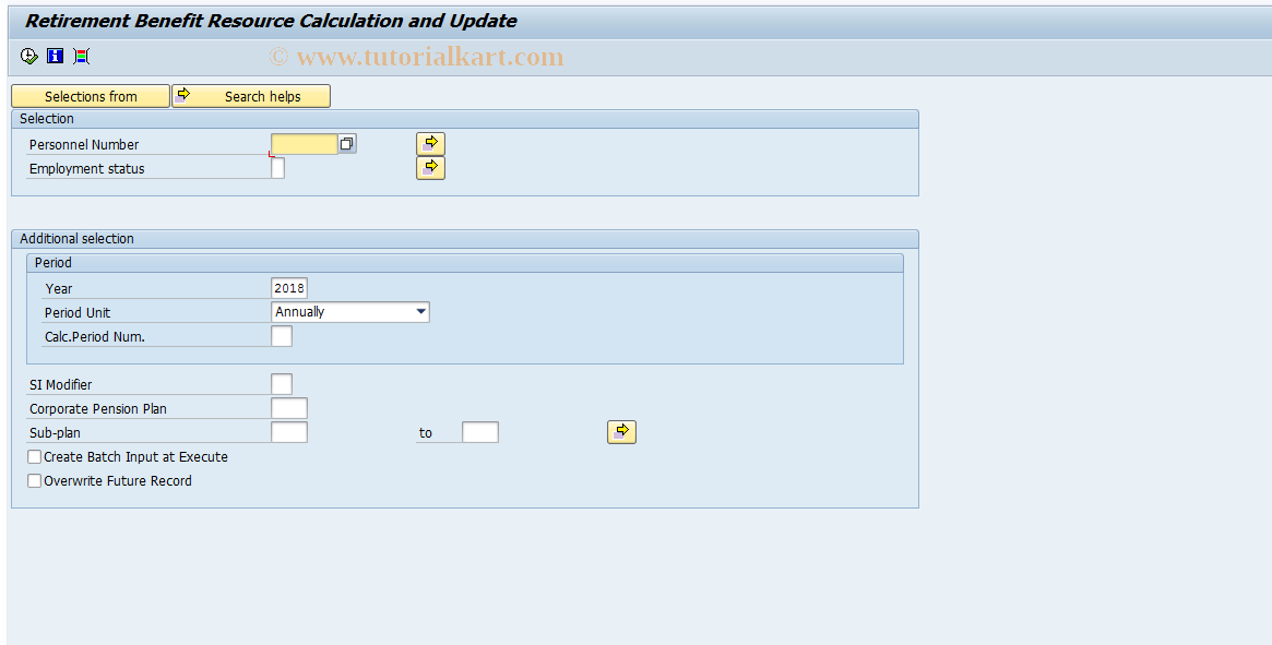 SAP TCode HRPADJP_CP_BRCAL - Tool: Benefit Resrce Calc. and Updt