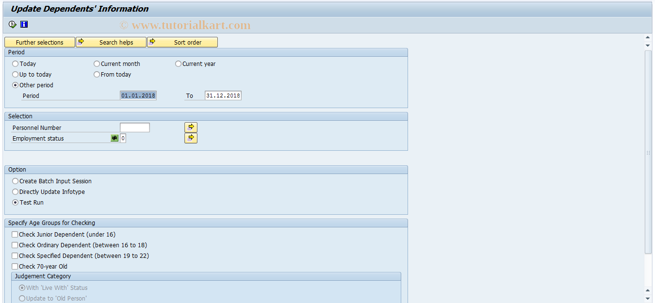 SAP TCode HRPADJP_JU_DEPINF_LC - Update Dependents' Information