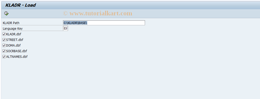 SAP TCode HRPADRUKLADRLOAD - KLADR - Load