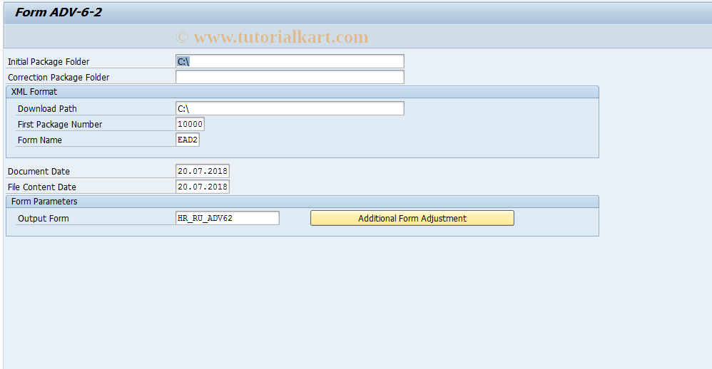 SAP TCode HRPADRUPFR_62 - Form ADV-6-2