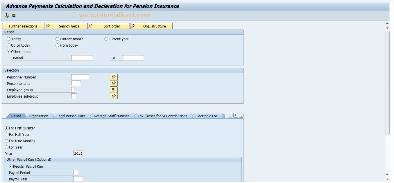 SAP TCode HRPADRU_AVP1 - Insurance payments of pension paym.