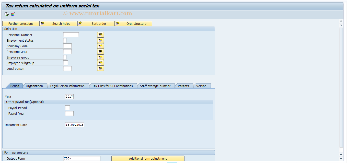 SAP TCode HRPADRU_AVP2 - Tax return calculation on unifom soc. tax