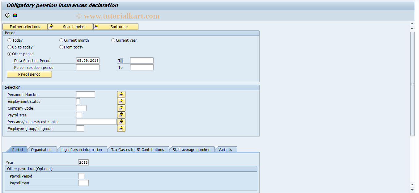 SAP TCode HRPADRU_AVP4 - Obligatory pension insurances decl.