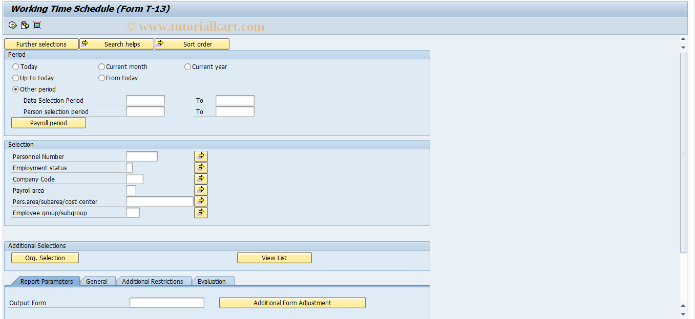 SAP TCode HRPADRU_HRULTAB0 - Report T-13