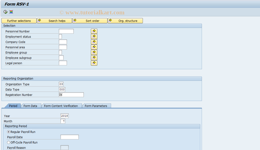 SAP TCode HRPADRU_RSV1 - Form RSV-1