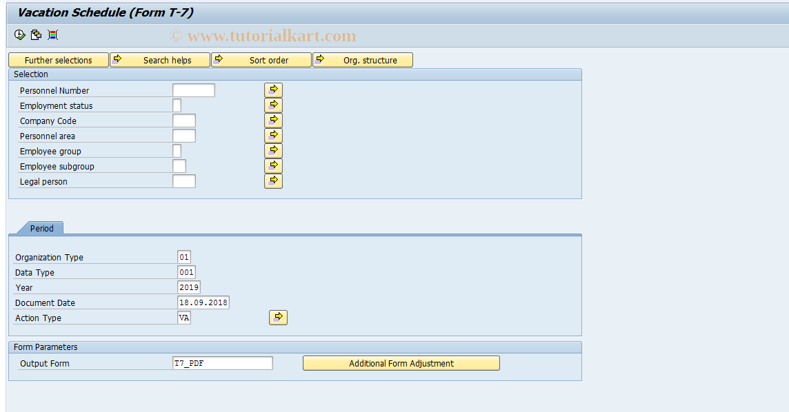 SAP TCode HRPADRU_T7 - T-7 Vacation schedule