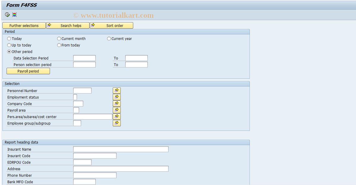 SAP TCode HRPADUA4FSS - Form F4FSS