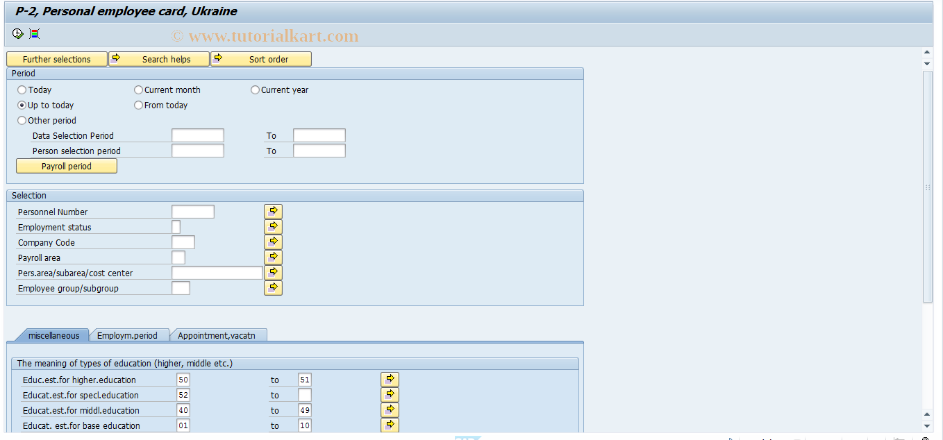 SAP TCode HRPADUAP2 - Personnel master card