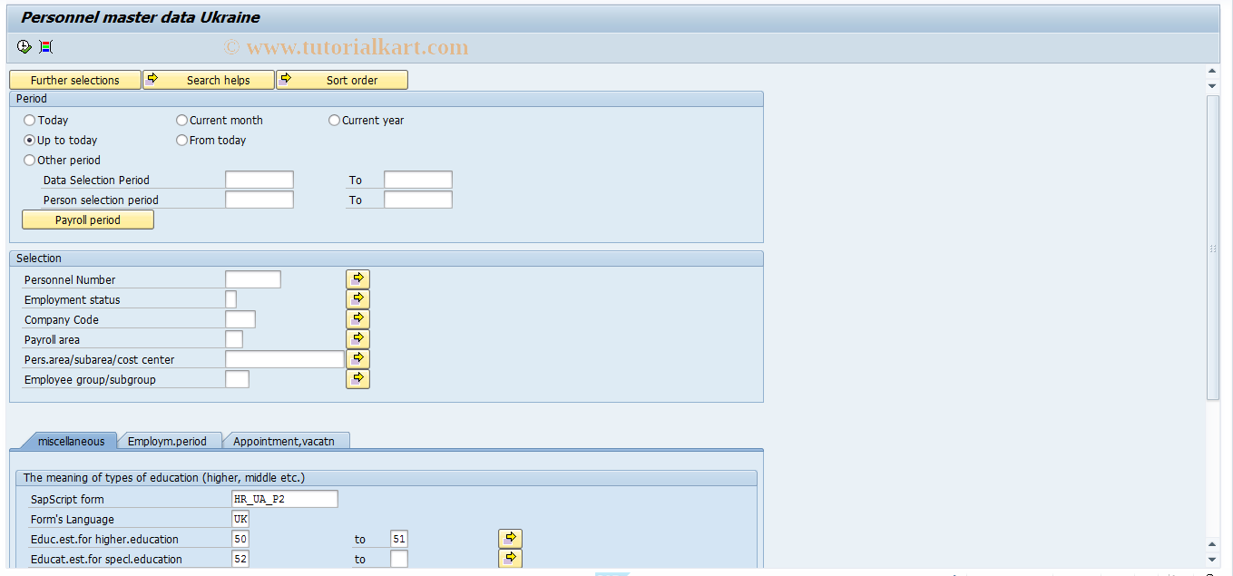 SAP TCode HRPADUAP2_1995 - Personnel master card