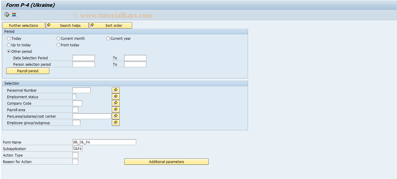 SAP TCode HRPADUAP4 - Order P-4, Leave