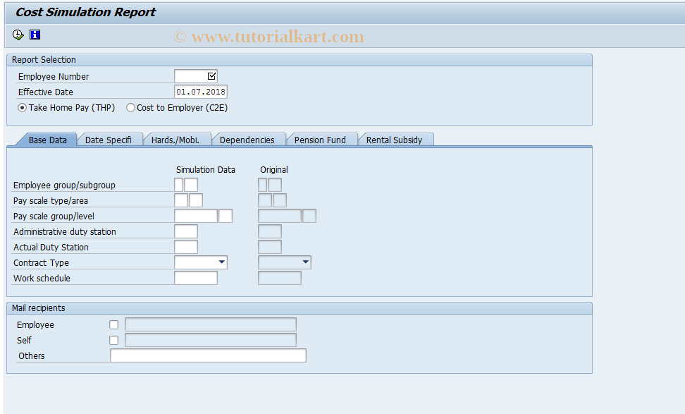 SAP TCode HRPADUNCSR - Cost Simulation Report