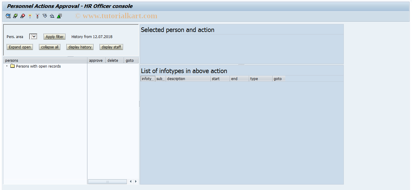 SAP TCode HRPADUN_AAP_CONSOLE - Personal actions approval console