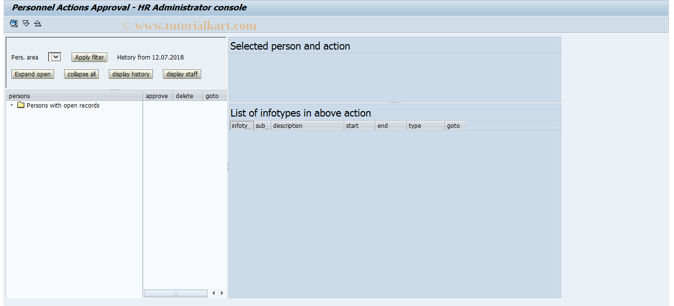SAP TCode HRPADUN_AAP_CONS_ADM - Personal actions approval console