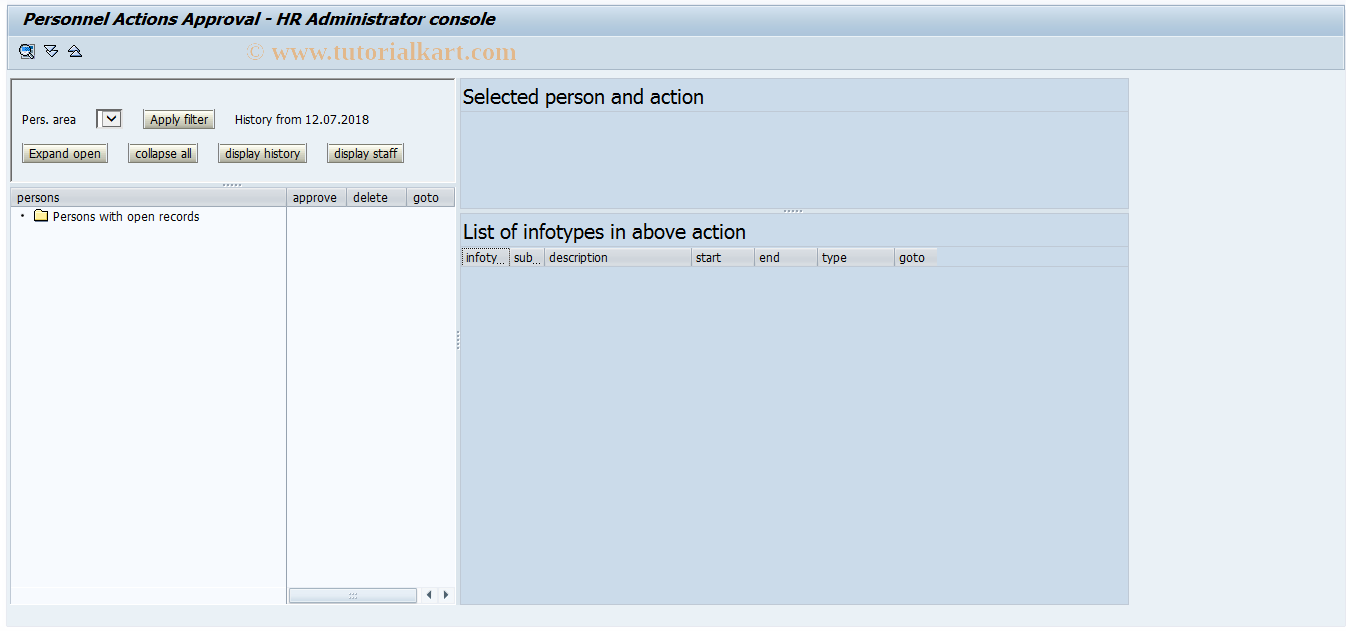SAP TCode HRPADUN_AAP_CONS_ALL - Personal actions approval console