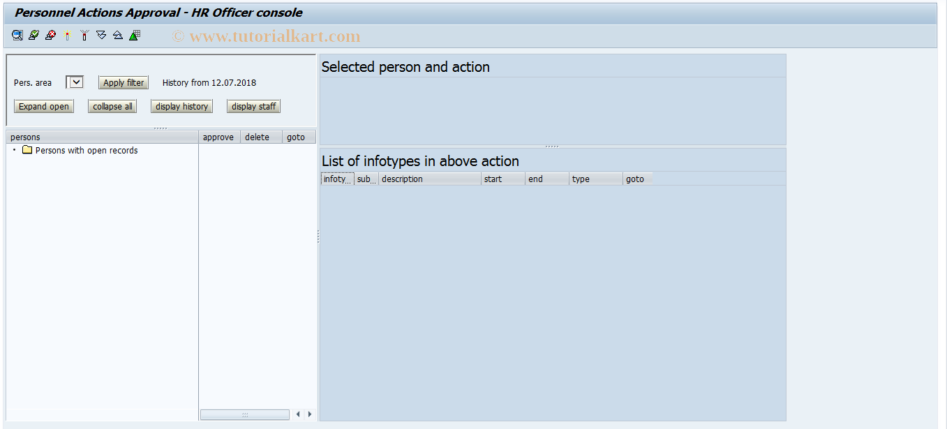 SAP TCode HRPADUN_AAP_CONS_OFF - Personal actions approval console