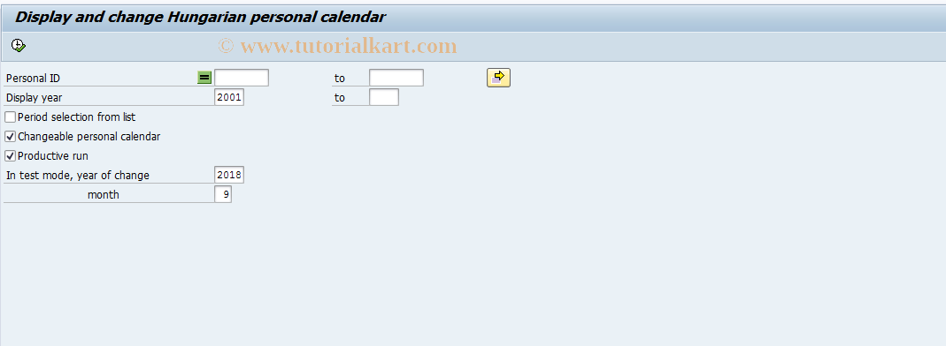 SAP TCode HRPAYHUTR07 - SI component: change pers. calendar