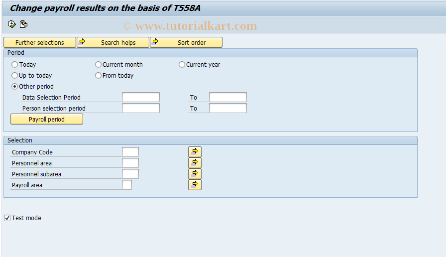 SAP TCode HRPAYHUTR0I - Change payroll results of prev. year