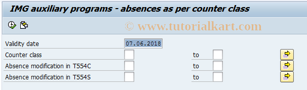 SAP TCode HRPAYHUTR0N - Absences as per counter class
