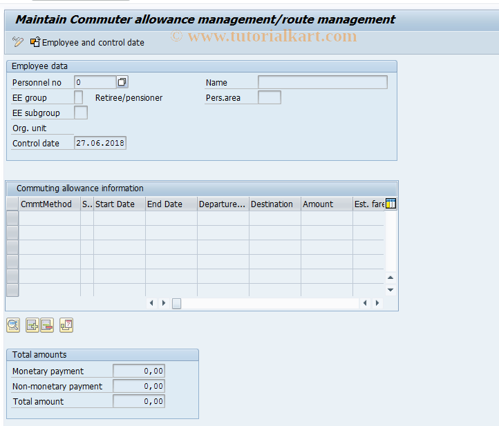 SAP TCode HRPAYJP_COMMUTER - Commuting allowance management