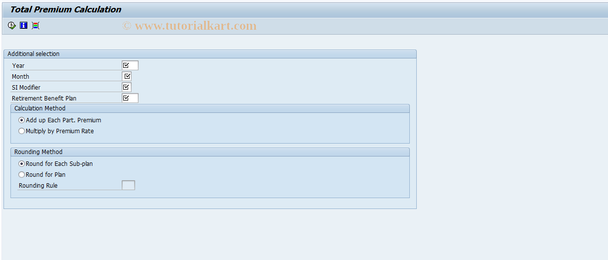 SAP TCode HRPAYJP_CP_APRCAL - Total Premium Calculation