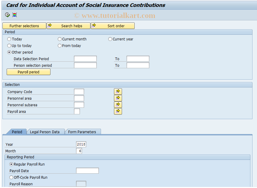SAP TCode HRPAYRU_CIA - Card: Individual Account of SI Contribs
