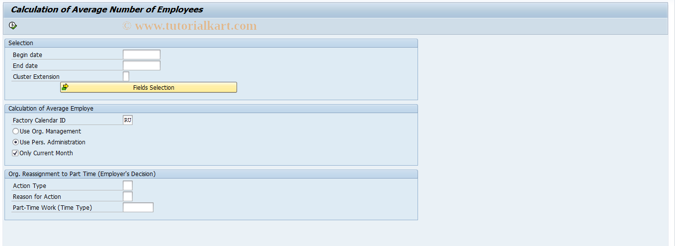 SAP TCode HRPAYRU_HRULAVR0 - Preliminary employees average number