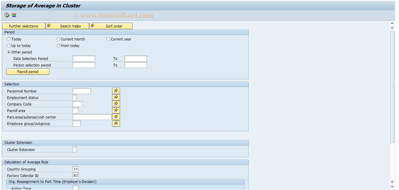 SAP TCode HRPAYRU_HRULAVR1 - Employees average number counting