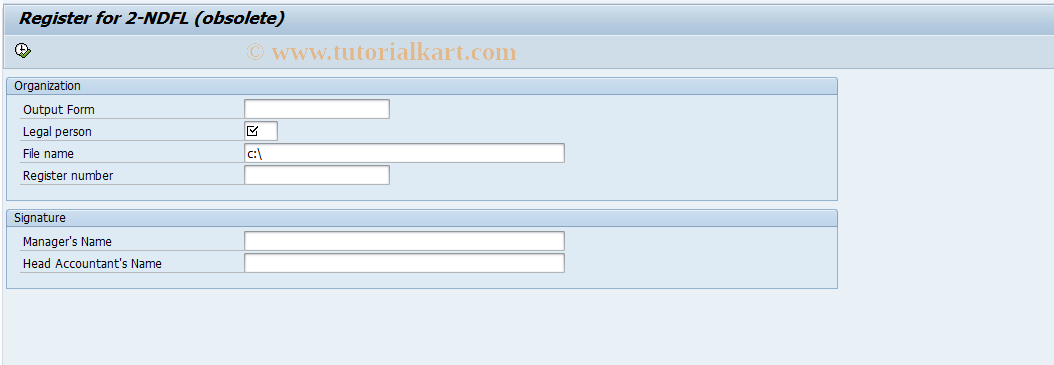 SAP TCode HRPAYRU_HRULTX12 - Tax reestr (form N 12)