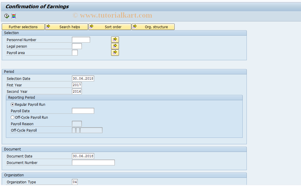 SAP TCode HRPAYRU_PAY2 - Confirmation of Earnings