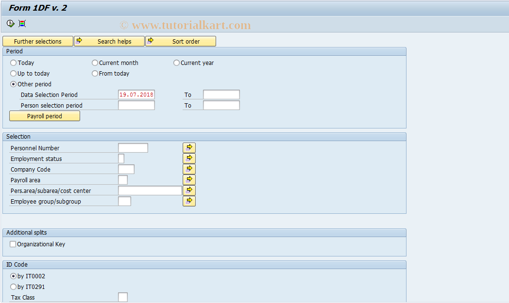 SAP TCode HRPAYUA1DF - Form 1DF