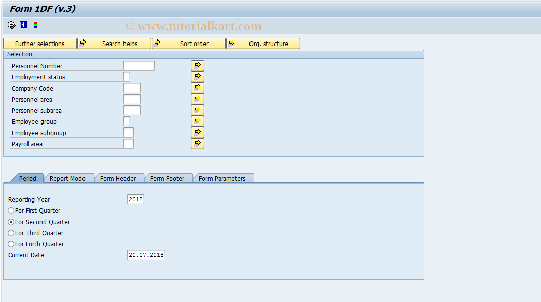 SAP TCode HRPAYUA1DF0 - Form 1DF (v.3)